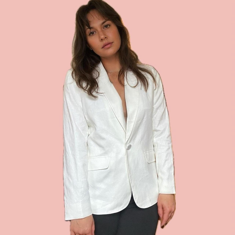 Brand New White Linen Blazer - Timeless Elegance